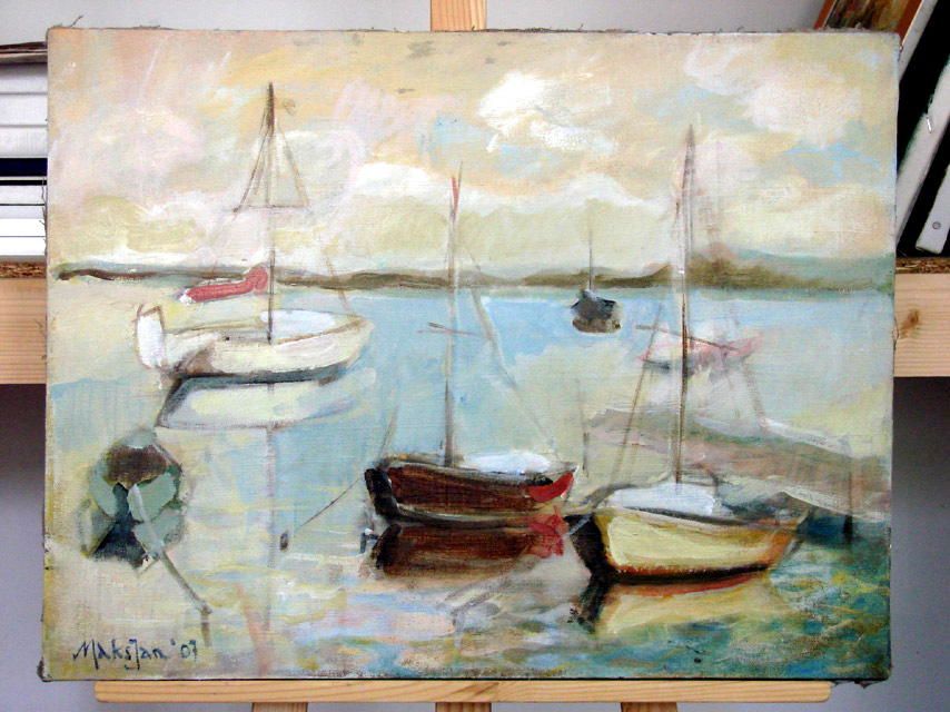 Foto: Gemälde mit Segelbooten