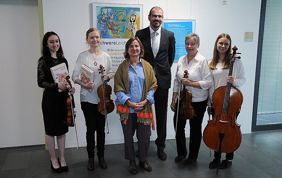 Foto: Jugendminister Steffen Freiberg, Kathrin Dobbrick, Streichquartett