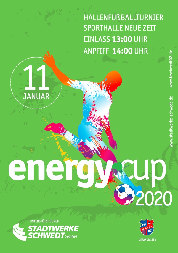 grünes Werbeplakat für den energy cup 2020