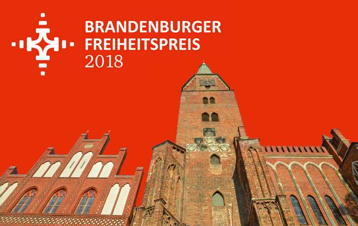 Abbildung Brandenburger Dom vor rotem Hintergrund