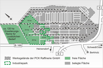 Karte: Industriegebiet PCK Raffinerie GmbH