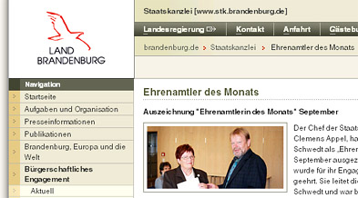 Abbildung der Homepage der Staatskanzlei