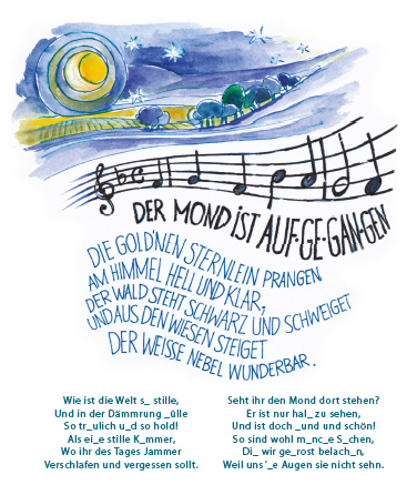 Illustration zum Lied „Der Mond ist aufgegangen“