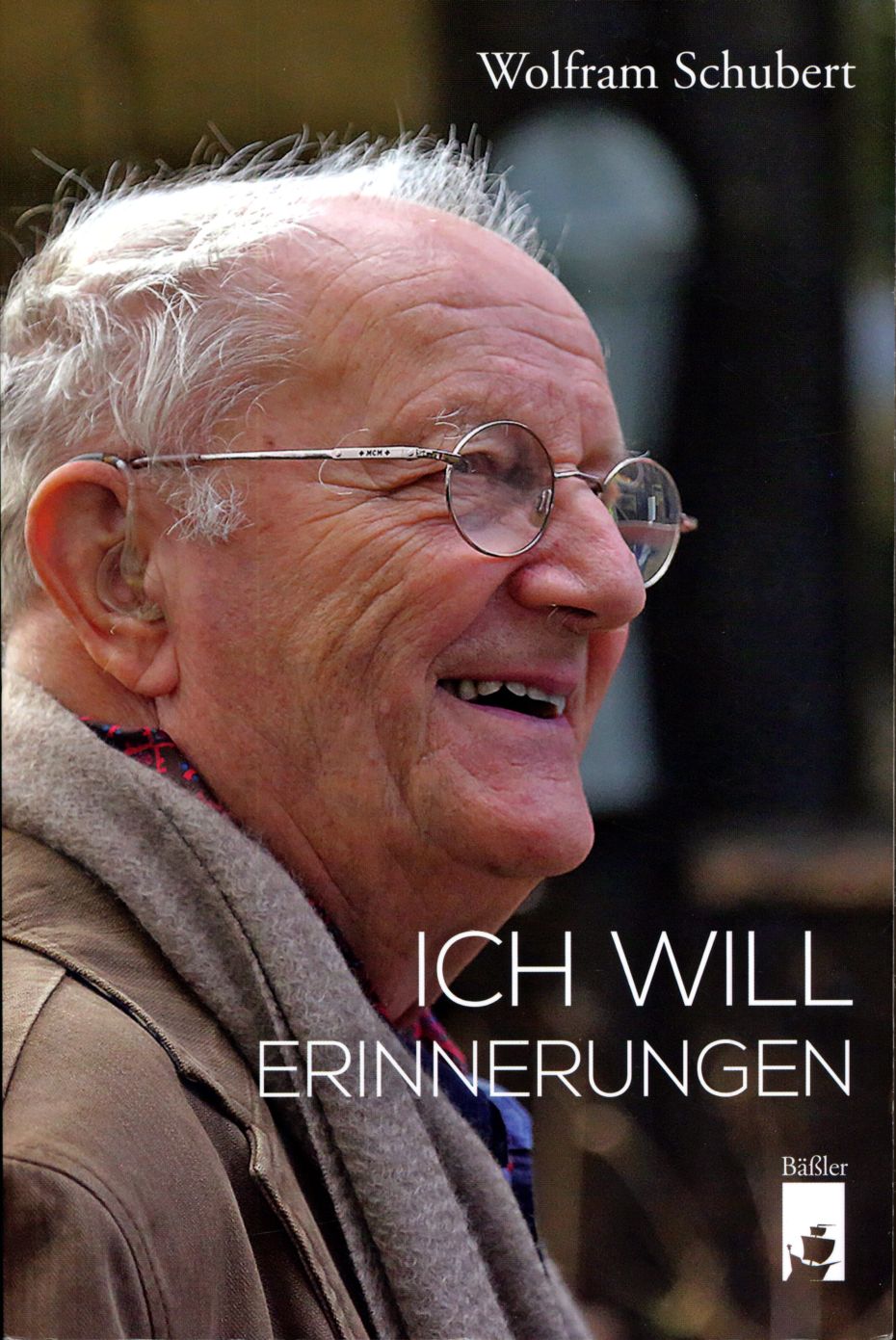 Buchcover mit Profilbild eines alten Mannes mit Brille