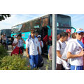 Foto: Boxer auf dem Weg vom Bus in die Sporthalle