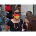 Foto: Mädchen mit bemaltem Gesicht (Deutschland-Fahne)
