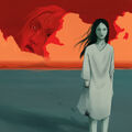 Foto: Bild mit verstümmelter Frau im Vordergrund und rotem dramatischen Himmel