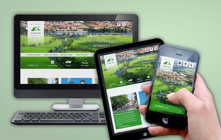 Foto: neue Homepage auf PC, Tablet und Smartphone