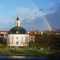 Foto vom 19. November 2015: Regenbogen über dem Berlischky-Pavillon