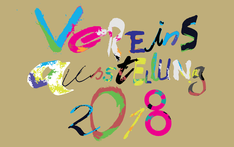 Grafik: farbiger Schriftzug Vereinsausstellung 2018
