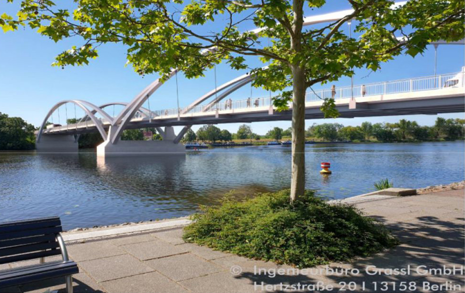 Entwurf der Brücke am geplanten Standort